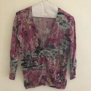 Lucky Brand light weight cardigan. Asian print